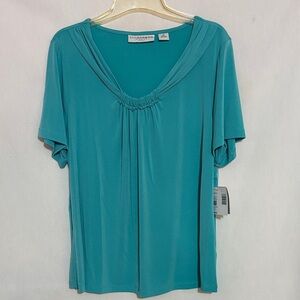 Sag Harbor Seafoam V-Neck Short Sleeve Top, Size 1X, NWT, MAKE AN OFFER!!!